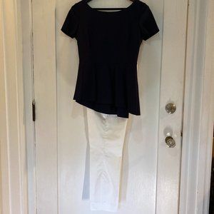 Elie Tahari Peplum Top Size M & Dress Pants Size 8